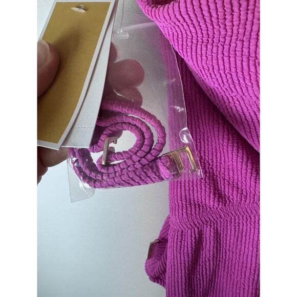 Michael Kors Pink One Piece Swimsuit Sz 6 Cut Out Monokini One Shoulder Swim NWT - Picture 6 of 10